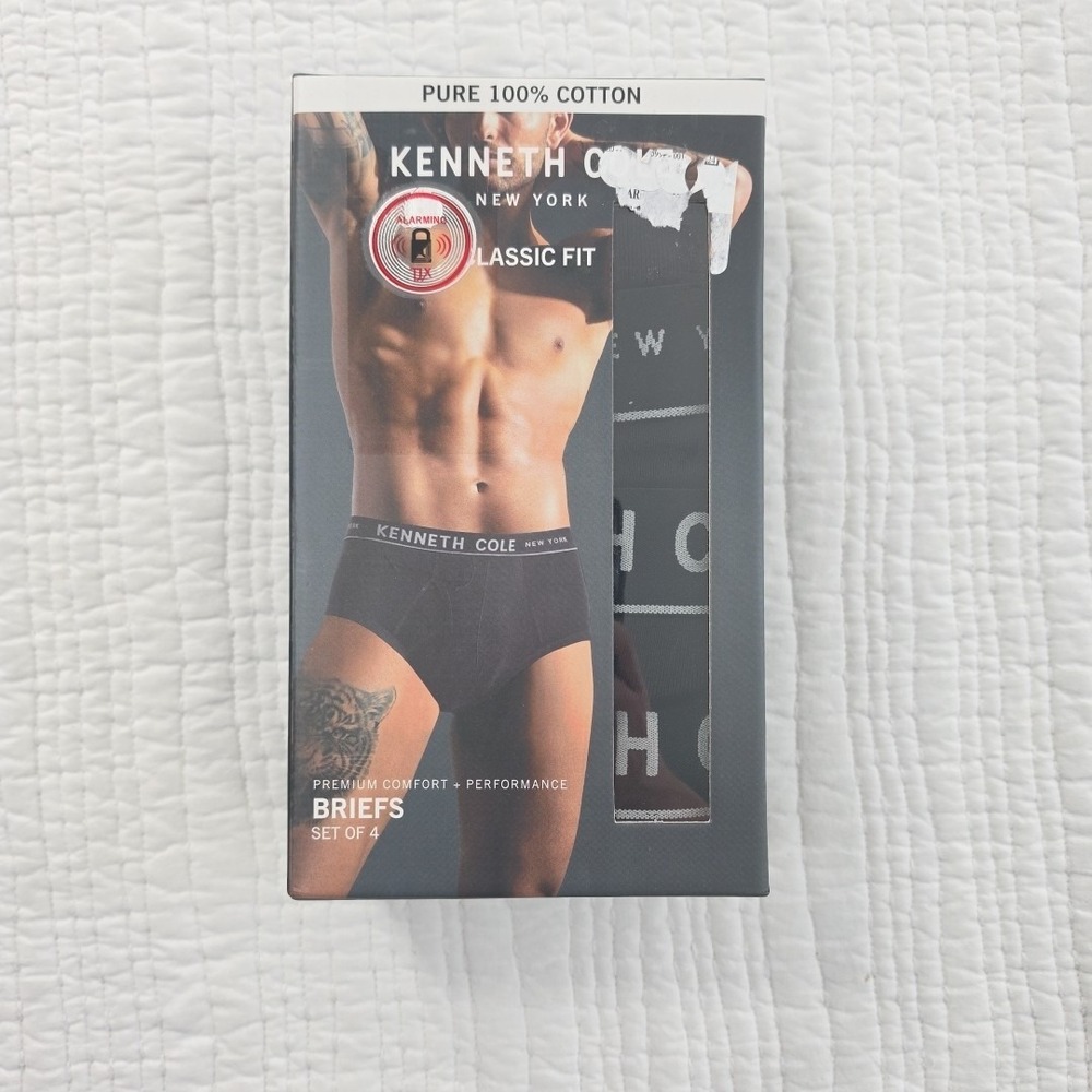 Kenneth Cole 4 Pack Briefs Men's X-Large NIB Black 100% Cotton Tag Free Soft NEW